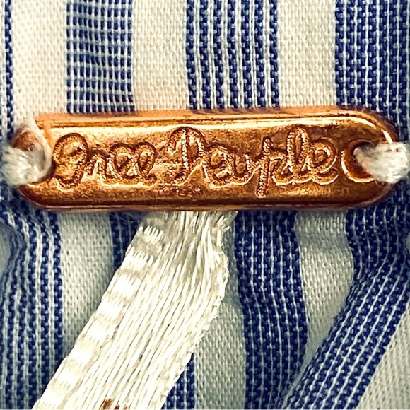 Free People Crop Top Shirt Blue Striped Bell Sleeve Off The Shoulder Sz Medium - Picture 14 of 15